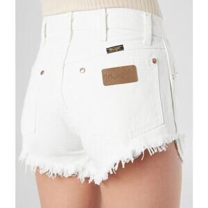 Wrangler Sz 27 Reworked Cut-Off Denim White Shorts Raw Hem - One Use!
